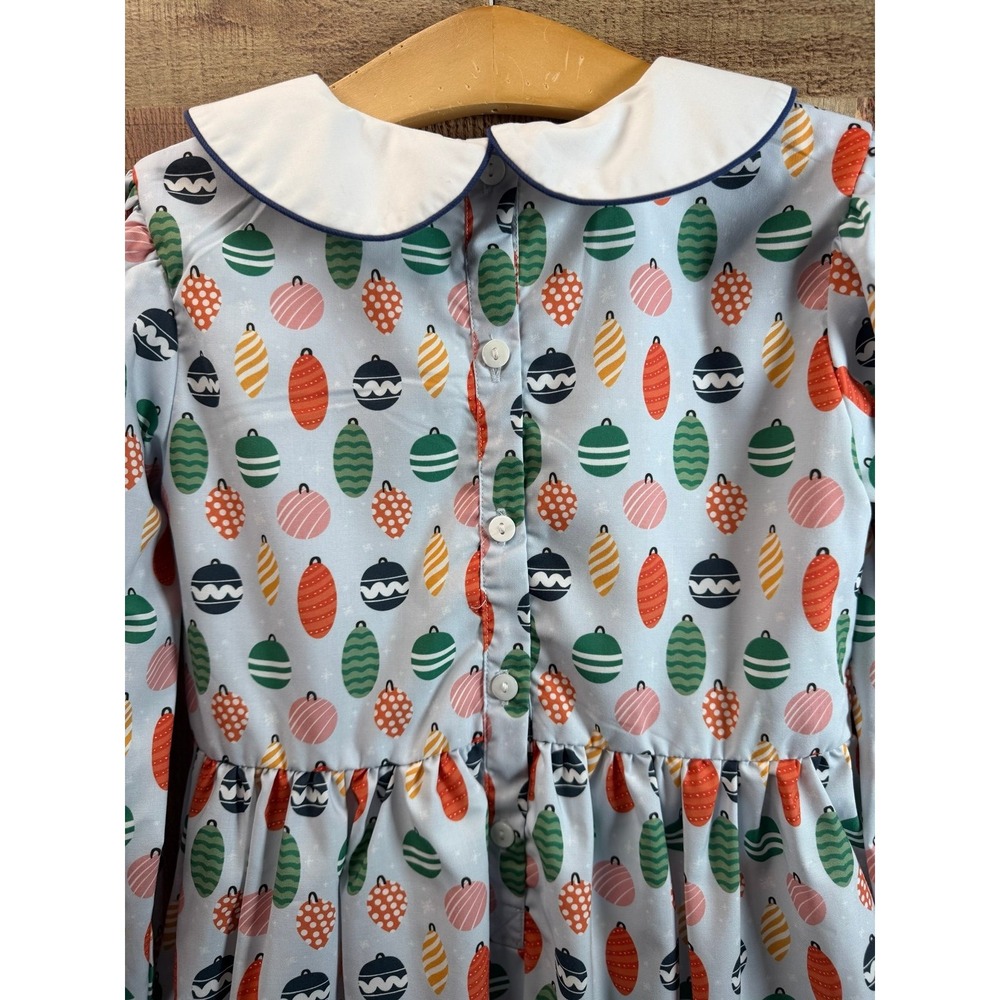 Smockingbird Christmas Ornament Long Sleeve Dress 8 Lined Dress - Picture 4 of 6